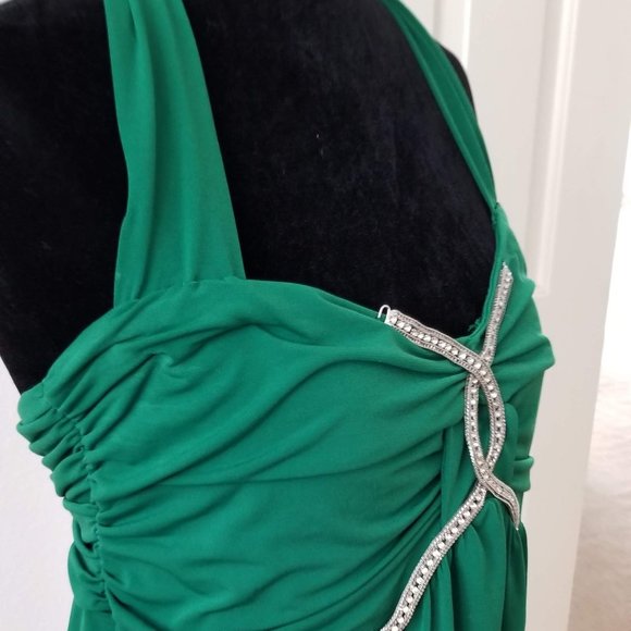 Green Rhinestone Halter By Venezia Size 14/16 - Picture 2 of 16